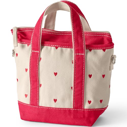 Image of Lands' End Zip Top Long Handle Canvas Tote Bag