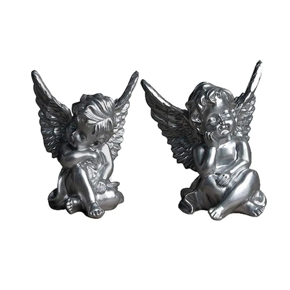CTRLZS 2pcs Small Angel Figurines Resin Cherubs Crafts Peaceful Prayer Sculpture Desktop Ornaments Flower Girl Angel Statues