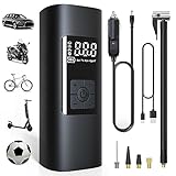 Behozel Elektrische Luftpumpe mit 6000mAh Akku, 150PSI Tragbar Fahrradpumpe für Alle Ventile mit Digital LCD LED Licht Mini Kompressor für Fahrrad, Motorrad, Auto, Bälle als Taschenlampe und Powerbank
