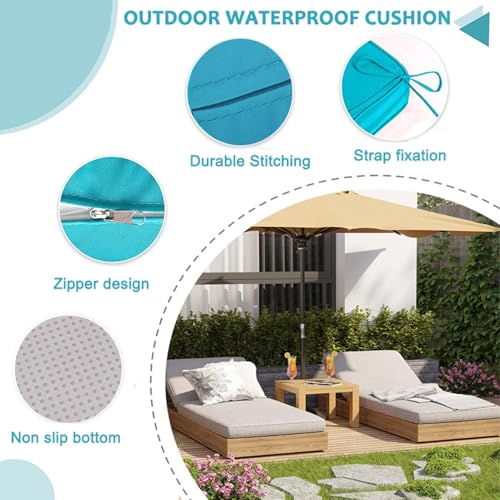 Cojín de asiento impermeable 180x60x8 cm lavable para sofá de jardín 5