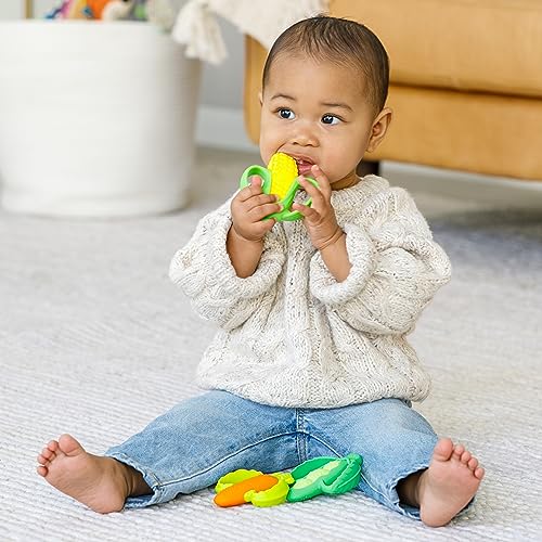 Infantino Lil’ Nibbles Textured Silicone Teethers, BPA-Free Baby Teething Toy, Soft, Easy to Hold, Sensory Stimulation for Infants, Carrot, Corn, Pea Pod, 3-Pack Set by Infantino - Image 5