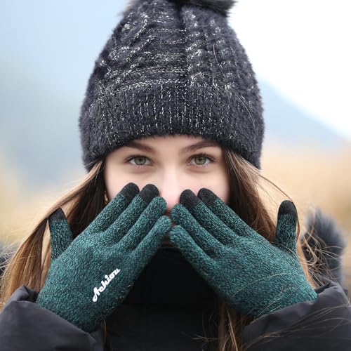 Image of Achiou Winter Gloves, Glove for Men Women, Upgraded Touch Screen Texting Warm Running with Thermal Soft Knit Lining