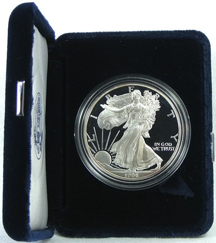 1996 Proof American Silver Eagle Dollar with Original Packaging