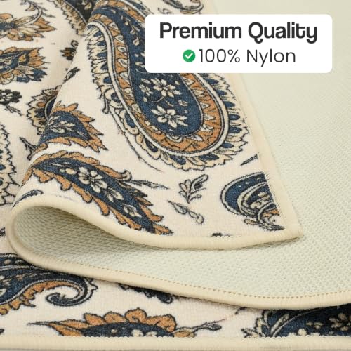 Image of FRESH FROM LOOM 100% Nylon Luxury Anti Skid Carpet for Living Room, Hall & Bedroom | Anti Fade | Rubber Backing Grip | Quick Cleaning | Washable (Ivory| Size:- 90x150 Cm or 3x5 Fts)
