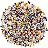 Honeydak 3.3 Lb/1500 Pcs Mosaic Tiles Square Colorful Ceramic Mosaic Tiles Bulk for Crafts 0.4 x 0.4 Inch Glazed Porcelain Pieces for Home Decoration Art Crafts DIY Projects and More