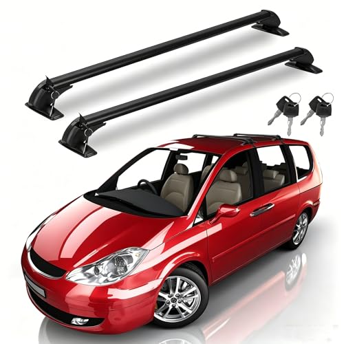 43inch Universal Car Roof Rack, Aluminum Car Roof Rack Cross Bars, Anti-Theft Lock, Adjustable Window Frame for Bike Kayak Cargo Luggage, 42.91-44.88 inch Distance Between Rain Grooves, 165LBS Load