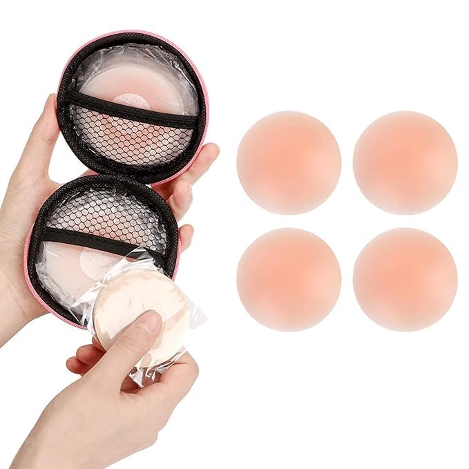 Reusable Nipple Covers for Women, Silicone Round Nipple Pasties, Nude Shade, Seamless, Washable, Invisible Coverage, Skin-Friendly & Comfortable 1 Pair Reusable-image-5