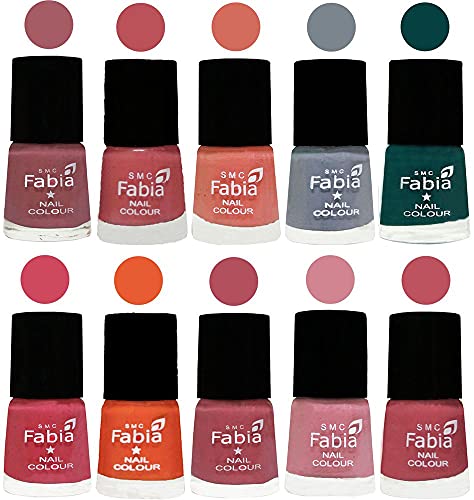 Image of ALL IN ONE (PACK OF 10), Long Lasting Glossy Nail Polish, 6 ml Each, All Vibrant Colours,01987