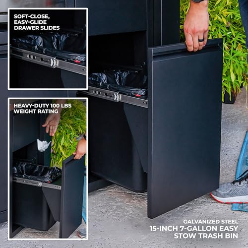 Backyard Discovery Fusion Flame Galvanized Steel Covered Outdoor Kitchen with 5-Burner Stainless, Grill, Refrigerator, Countertop, Storage, and, Roof for All-Season Outdoor Cooking, electric - image 9