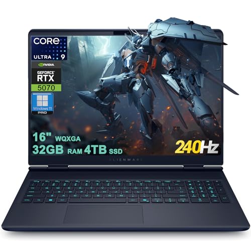 Image of Dell Alienware 16X Aurora Gaming AI Laptop 16 inch WQXGA 240Hz (100% DCI-P3) Intel 24-core Ultra 9 275HX 32GB RAM 4TB SSD GeForce RTX 5070 (Up to 798 AI Tops) Thunderbolt Win11Pro