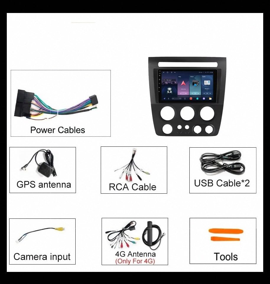 Radio de coche Bluetooth con cámara trasera y pantalla Carplay de 2G+32G para Hummer 2