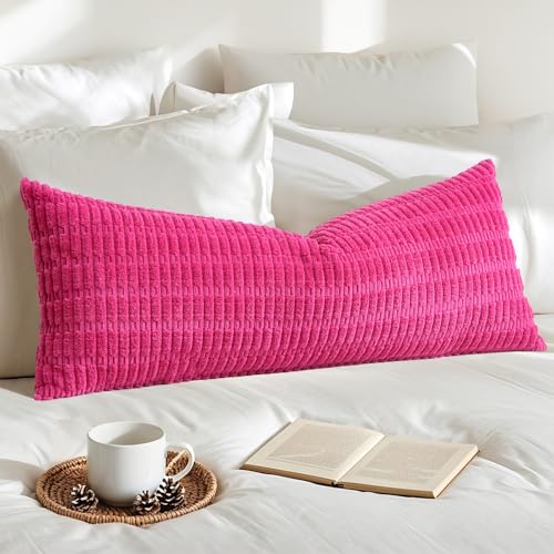 Houssse de coussin lombaire super doux rose vif à rayures style bohème chic - 2