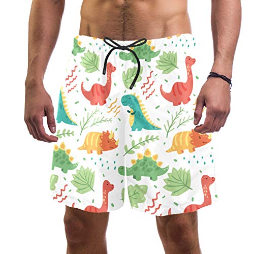 Short de bain homme avec doublure maille confortable et séchage rapide motif dinosaure
