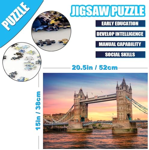 Puzzles de 500 Piezas para Adultos Puente de la Torre de Londres 20.5 x 15 Pulgadas Rompecabezas Educativo Desafío miniatura 4