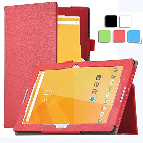 Acer Iconia One 10 B3-A20 case, KuGi Multi-Angle Stand Slim-Book PU Leather Cover Case only fit for for Acer Iconia One 10 B3-A20 tablet (Red)