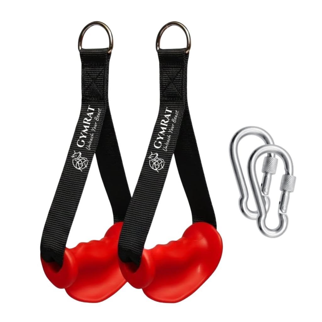 GYMRAT™ Premium Ergonomic Red Cable Attachment Handles, Greater Range of Motion and Durable (RED) - Review, Price and Buying Guide