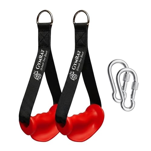 GYMRAT™ Ergonomic Resistance Band Handles with 2 Carabiners, Heavy-Duty Exercise Handles for Home/Gym Workout Equipment (RED)