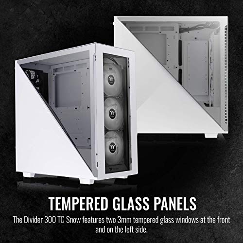 Image of Thermaltake Divider 300 Snow Triangular Tempered Glass Type-C (USB 3.1 Gen 2) Water Cooling Ready ATX Mid Tower Computer Case CA-1S2-00M6WN-00