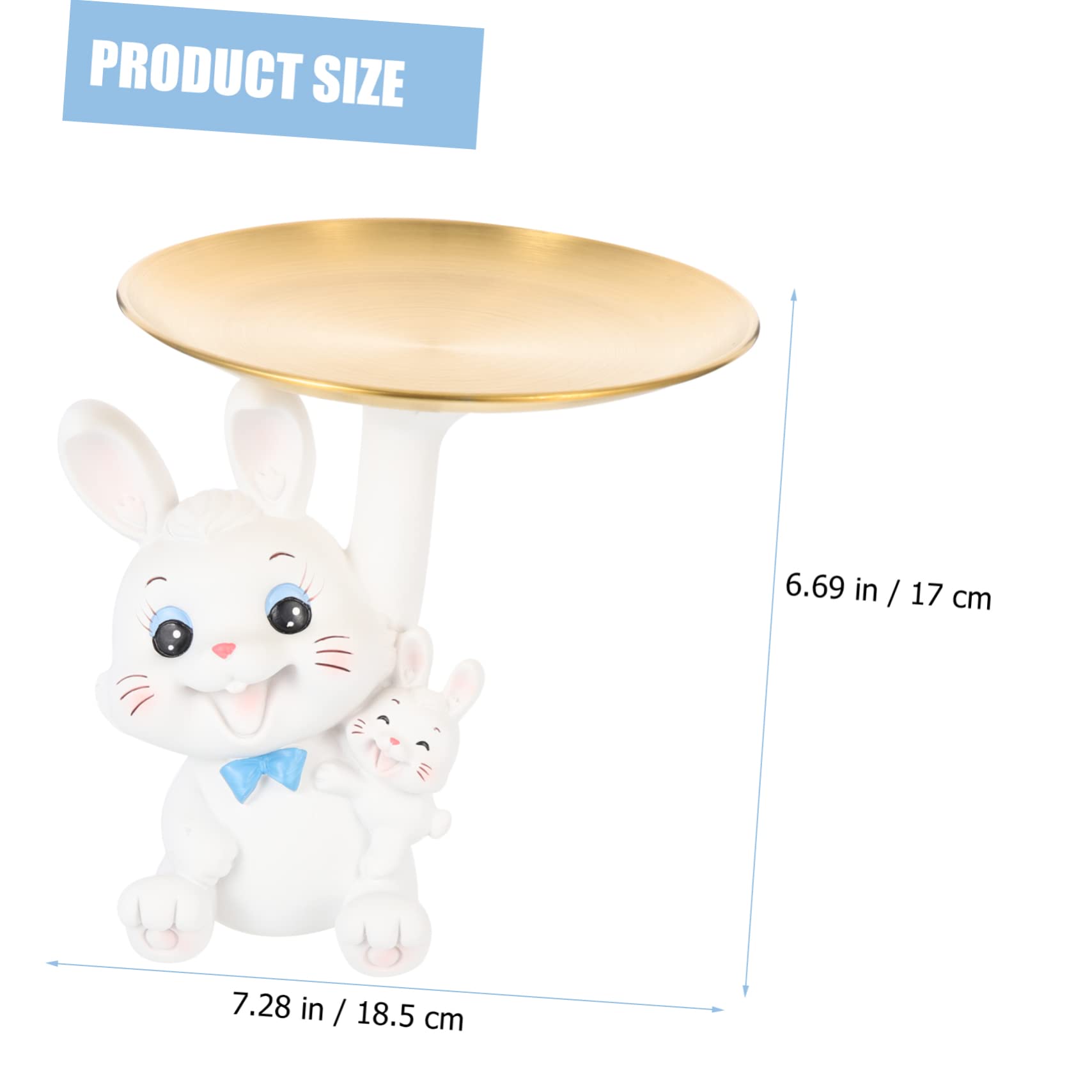 Plateau Résine Lapin Décoratif pour Bijoux Et Clés Support De Snack Et Décoration De Bureau Forme De Lapin Accessoire De Maison Créatif Et
