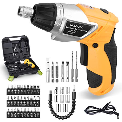 NOUVCOO Cacciavite Elettrico, 47 Pezzi Mini Avvitatore a Batteria di Litio 1300mAh 3.6V con Luce LED - NC36
