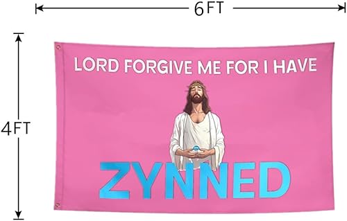 Miniatura 2 de Banderas divertidas con texto en inglés "I Have Zynned" de 4 x 6 pies, con 2 ojales de latón para decoración de pared de dormitorio, poliéster