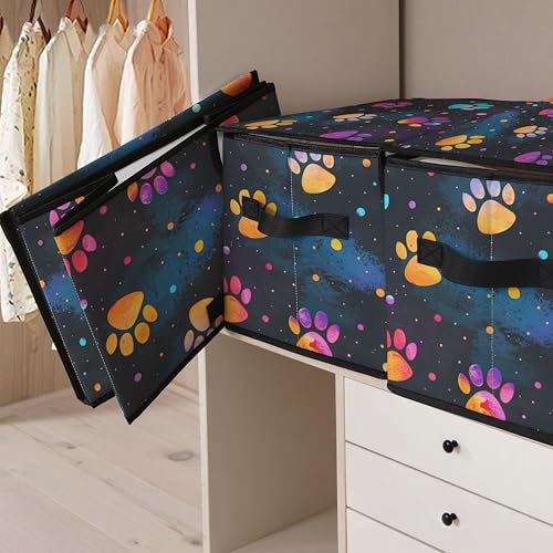 Image of Stackable Clothes Storage Bins with Lids 3 Pack | Closet Organizers Fabric Box for Home and Office,Blanket Clothes Organizers,Under Bed Storage Containers