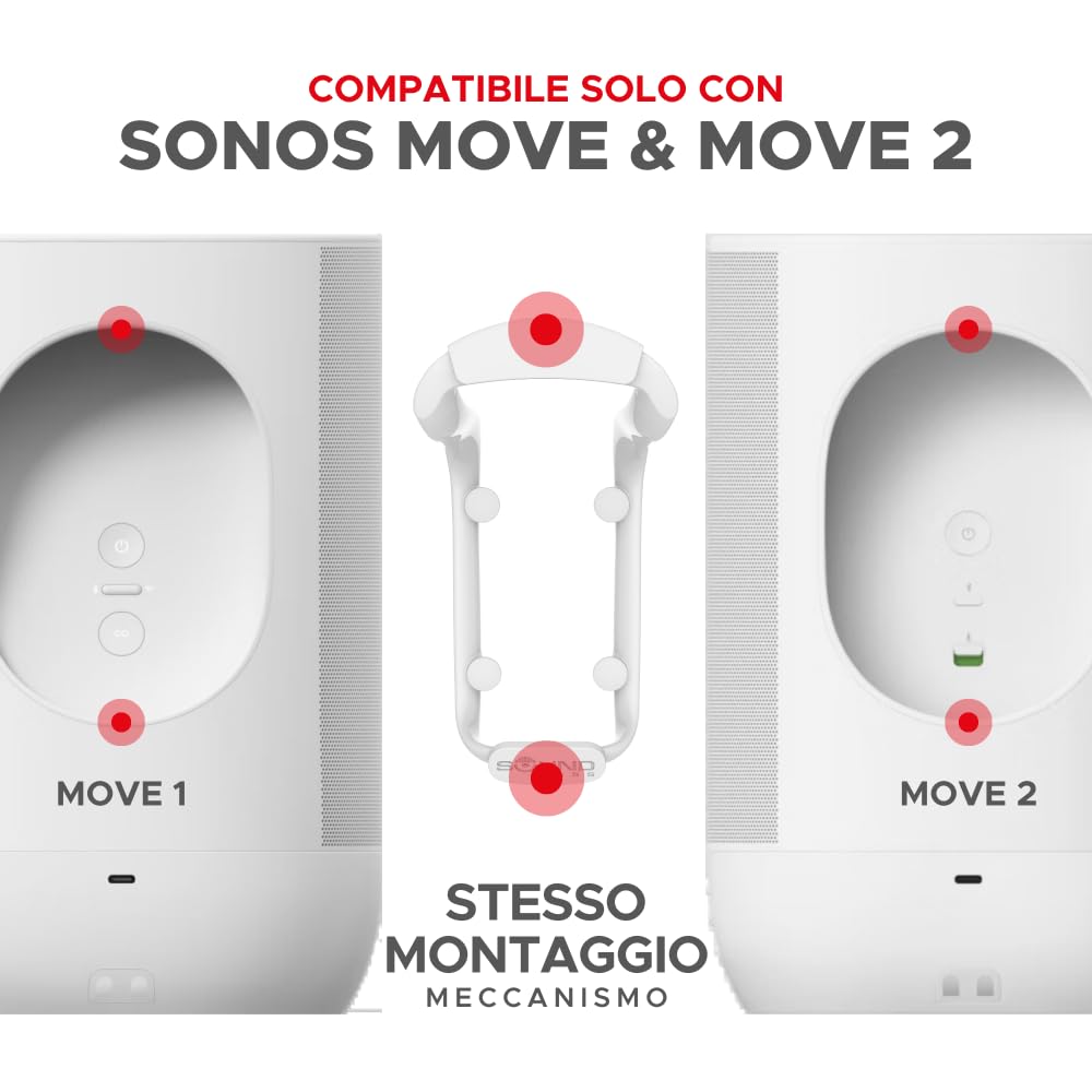 Sound bass staffa da parete per altoparlante Move, resistente alle intemperie, compatibile con Sonos Move e Move 2, con accessori di montaggio inclusi (Move 2 - Bianco)