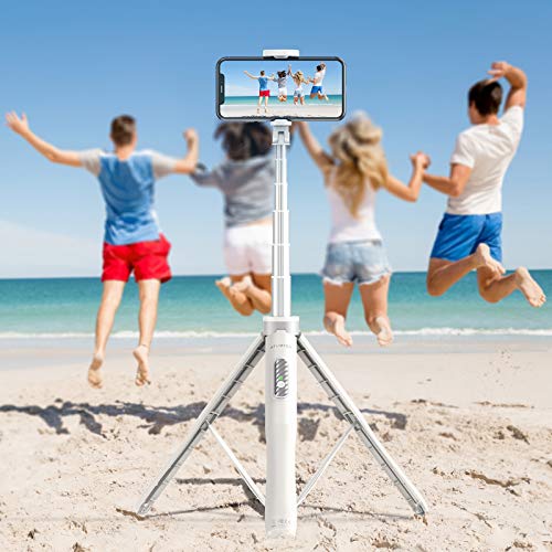 Atumtek 51" Selfie Stick Tripod, All In One Extendable Phone Tripod Stand With Bluetooth Remote 360° Rotation For Iphone And Android Phone Selfies, Video Recording, Vlogging, Live Streaming, White #TOP7