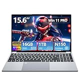 PC Portatile 15,6 Pollici,13th Gen N150 Processor,16GB RAM DDR4 1TB SSD, Win 11 Pro Notebook Tastiera Retroilluminata/Sblocco con Impronta Digitale, Webcam, USB 3.0, HDMI/Wi-Fi 5 Computer Portatile