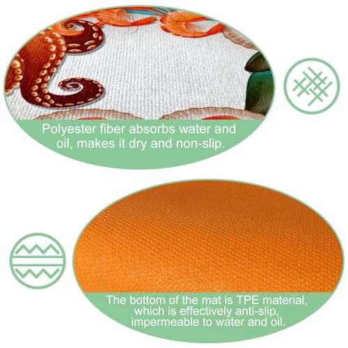 Tapis de cuisine absorbant et lavable à motif fruits de mer frais lot de 2 - 6