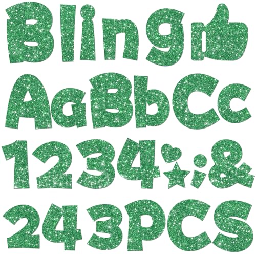 Image of 243 Pcs Glitter Bulletin Board Letters, Numbers and Punctuation 4 Inch