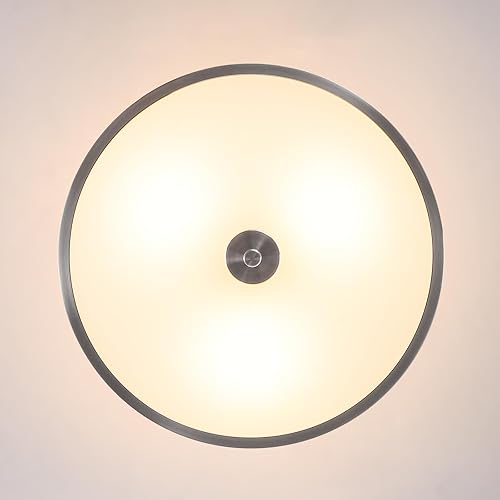 Vista 43 de BUXVRCS Semi Flush Mount Ceiling Light Fixture, 3-Light Drum Lighting Fixtures, Hallway Light Fixture Ceiling Mount with Fabric Shade, Close to