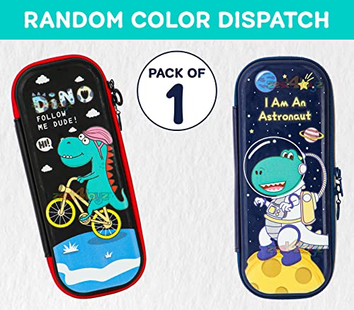 Image of Zest 4 Toyz Pencil Pouch for Boys for School | 3D Cover EVA Dino Theme | Compass Box Organizer | Large Capacity Pencil Pouch Bag | Premium Stylish Pen Holder Pencil Box for Kids | Return Gifts