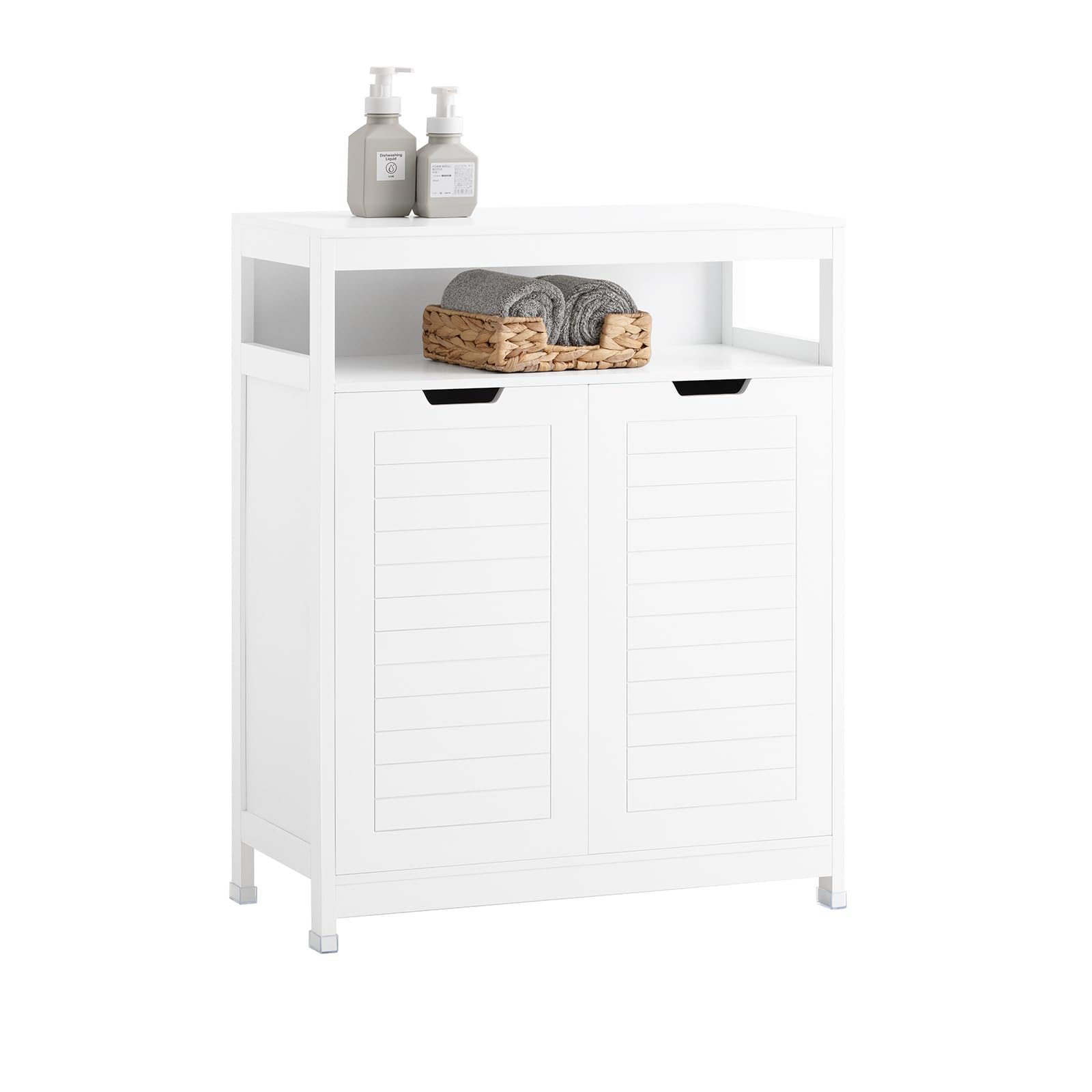 SoBuy Mobile da bagno Armadietto da terra Due ante Doppia apertura Bianco 70x35x90cm BZR121-W