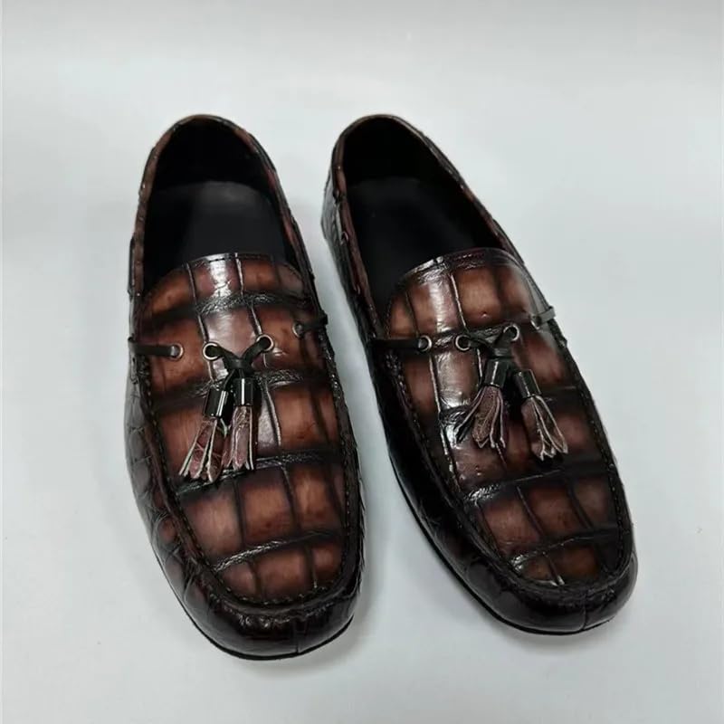 Authentic Crocodile Skin Gradual Color Men's Casual Soft Moccasins Shoes Genuine Real Alligator Leather Male Chic Slip-on Flats2