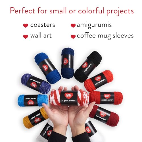 Image of Red Heart Super Saver Yarn Super Craft Kit America,with 50 Countg /1.7 oz. 4 Medium Worsted Yarn for Knitting & Crocheting,12 Colors,Perfect for Chunky Sweaters,Blankets,Amigurumi,50 Count (Pack of 10)