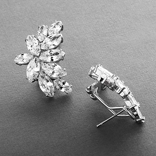 Mariell Cubic Zirconia Crystal Bridal Earrings, Marquis Shape CZ Curved Clusters, Earrings for Wedding, Bridesmaids, Homecoming, Mother of the Bride3