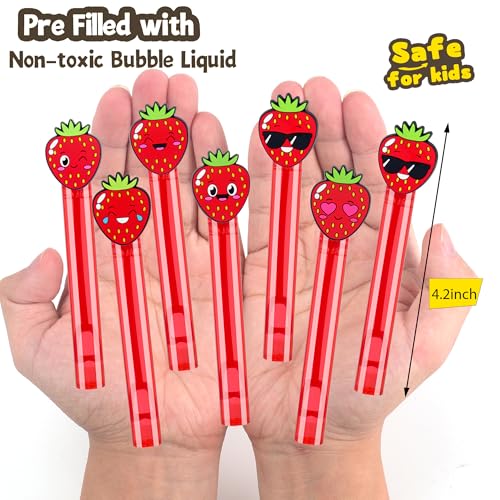 24Pcs Strawberry Bubble Wands for Berry First Party Favors Supplies Decorations, Strawberry Pinata Goodie Bag Stuffers & Classroom Prizes4