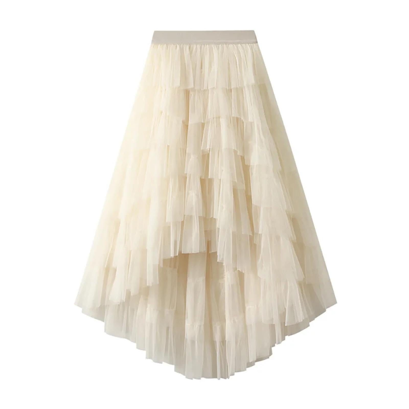Hübscher Rock Bleistiftrock Damen Damen-Tüll-Geschichtter Langer Maxi Rock Elastisch Hohe Taille Asymmetrische Mesh-Feen-Party Röcke