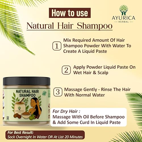 Image of Natural Hair Wash Shampoo Powder (200g) With Amla, Reetha, Shikakai & Methi | Strong Hair Growth & Hair Fall Control Cleanser With Conditioning | Sulphate & Paraben Free