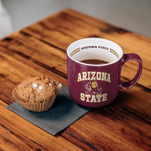 Image of Logo Brands NCAA AZ State Sun Devils 15oz Stripe Mug - Team Logo, Inside Print, Standard Handle, Microwave & Dishwasher Safe