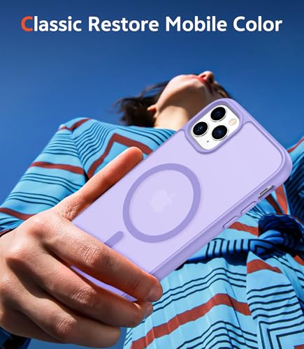 Image of FNTCASE for iPhone 11 Pro-Max Case: Matte Magnetic Phone Cases Compatible with Magsafe Slim Anti Yellowing Military Grade Drop Protection Rugged Protective Translucent Cell Phone Cover (C-Purple)