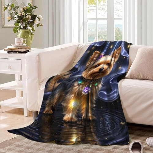 Couverture anti-froid Yorkshire Terrier 3D, plaid microfibre doux pour lit