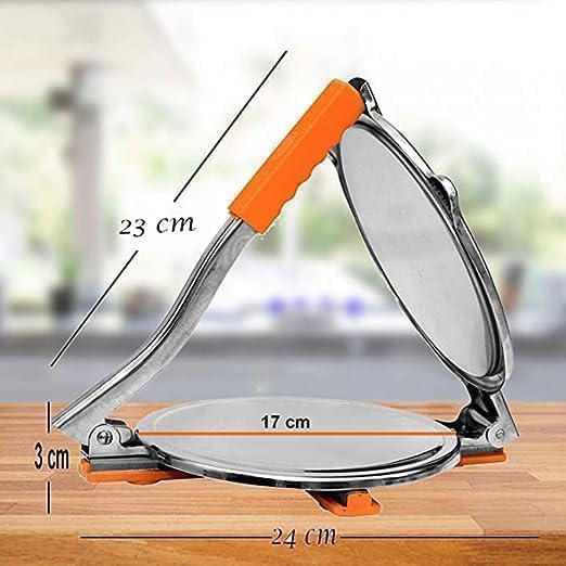 Image of 6.5 Inch Puri Press Maker Stainless Steel Puri Maker Press Machine - Roti Chapati Presser for Home - Papad-khakhra- Puri Maker Press Machine Stainless Steel (6.5 Inch Puri Press)