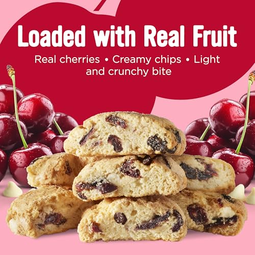 Image of COOPER STREET Twice Baked Cherry White Chip Biscotti Cookies - Crispy Mini Biscotti Cookies Ideal with Coffee - Traditional Low Calorie Italian Snacks - Kosher, Dairy, Peanut & Soy Free (6 Pack)