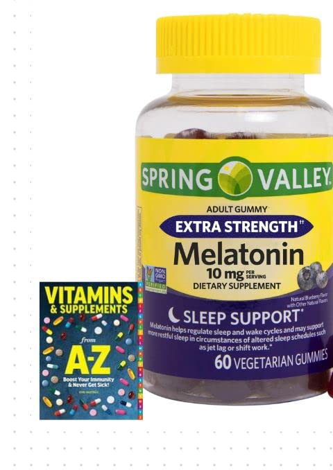 Melatonin Adult Gummies, Extra Strength, Sleep Support by Spring Valley, 10 mg, 60 Ct+ Better Guide Vitamins Supplements