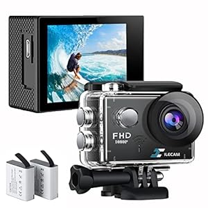 Action Camera 1080P WiFi Sports Camera 4xZoom Action Camera 40m/131ft Underwater Waterproof with 2 X1050 mAh Batteries and Multi-Function Accessory