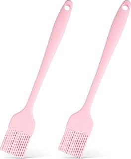 VXYW 2 Pcs Silicone Pastry Basting Brushes, Heat Resistant Oil Brushes for Cooking Baking Frying BBQ, Pink Kitchen Brush for Spreading Butter Sauce Oil (Brushes)