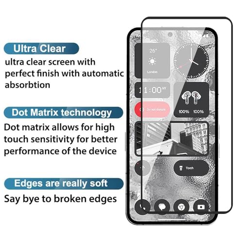 Image of NISHTECH for CMF Phone 1 5G, Nothing Phone 2 5G Tempered Glass with Full Edge to Edge Coverage and easy Installation kit