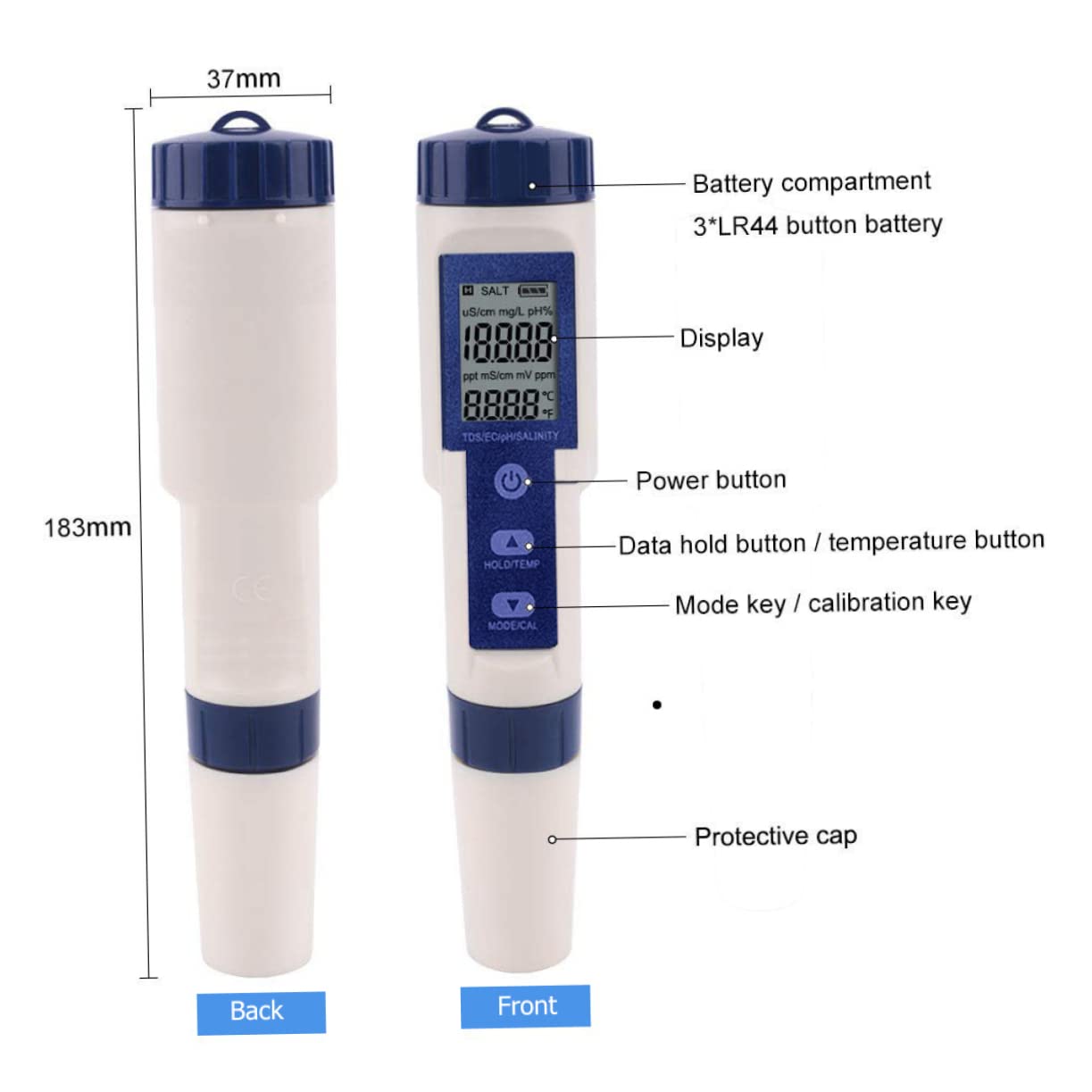 Digitaler Salzgehaltsmesser für Meerwasser mit LCD Display